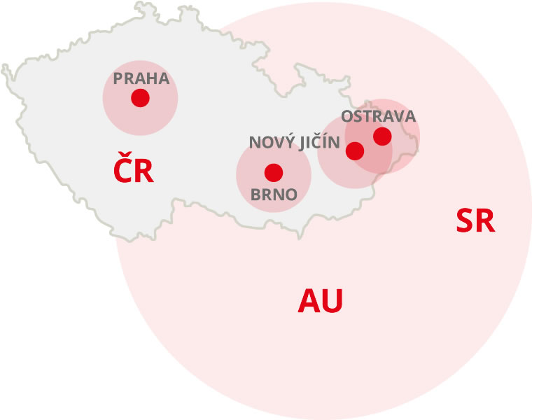 Mapa - nejčastější realizace kuchyní a interiérů na míru